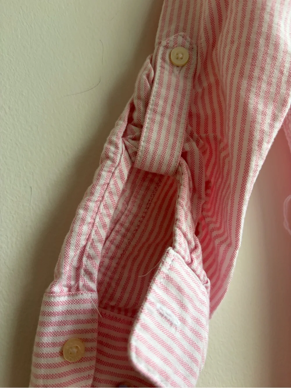 Ralph Lauren Pink Striped Shirt Dress Girls 3T Button Embroidered Preppy